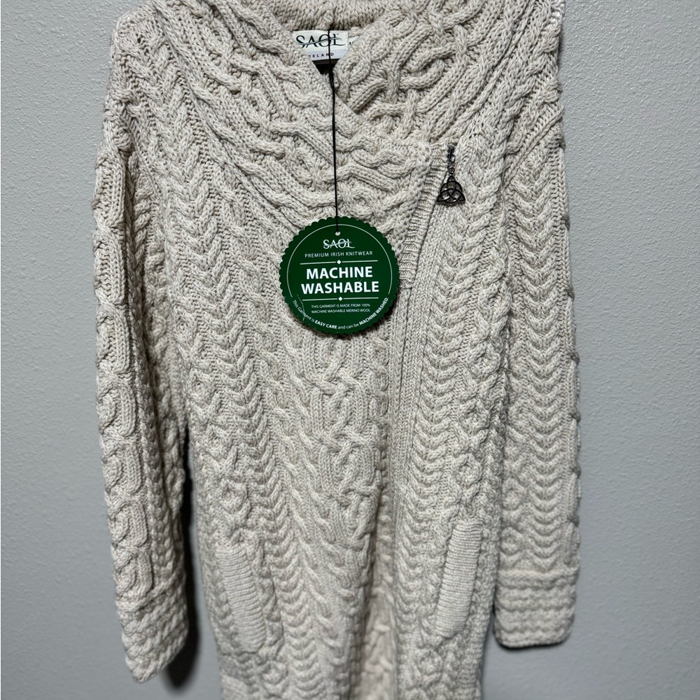 Cream Cable Knit Cowl Sweater - Machine Washable